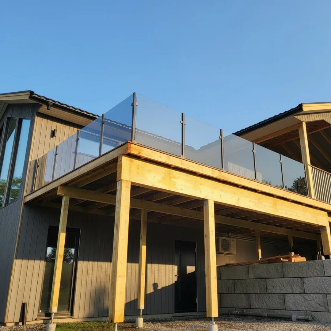 glassrekkverk på terrasse